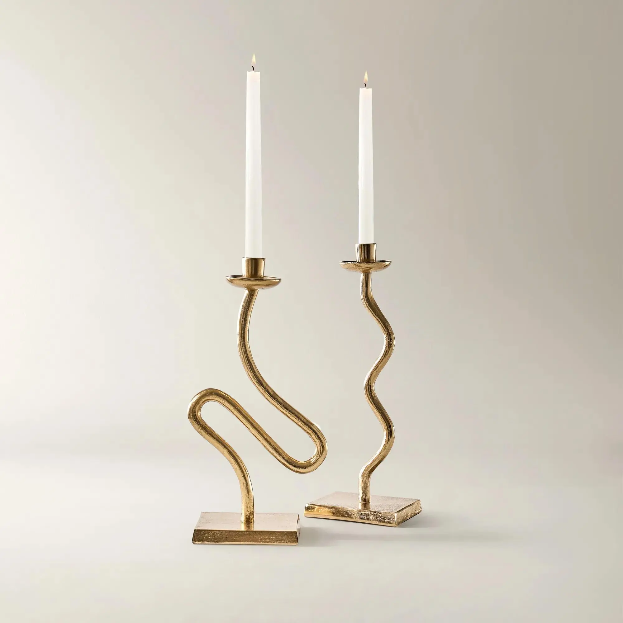 Z Gallerie Rhythm Taper Holder - Handcrafted Aluminium Metal Gold Candle Holder, Home Decor Accessory with Drip Protection, Gold Candle Holders