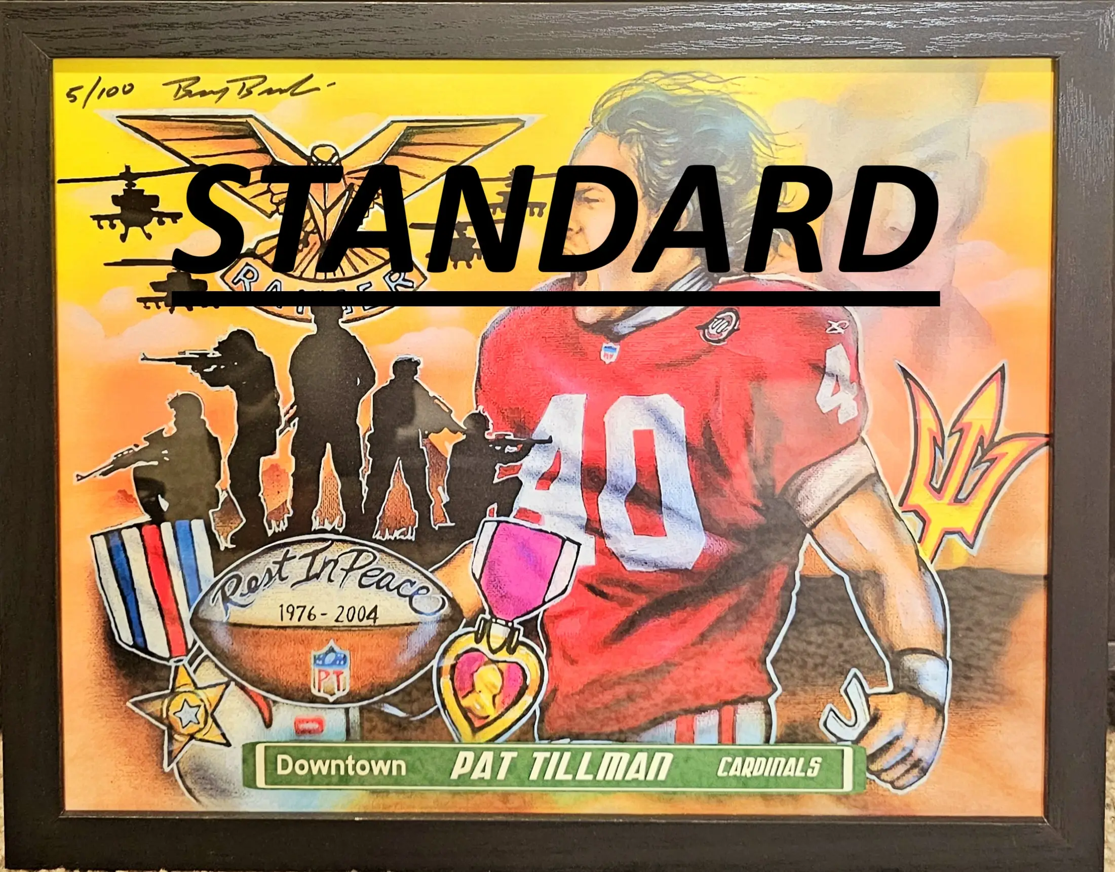 STANDARD Hitz Sports Collectibles Portraits - Composite Wood Framed Artistic Print for Room Wall - 12x15 inches Edition Limited Poster Decoration
