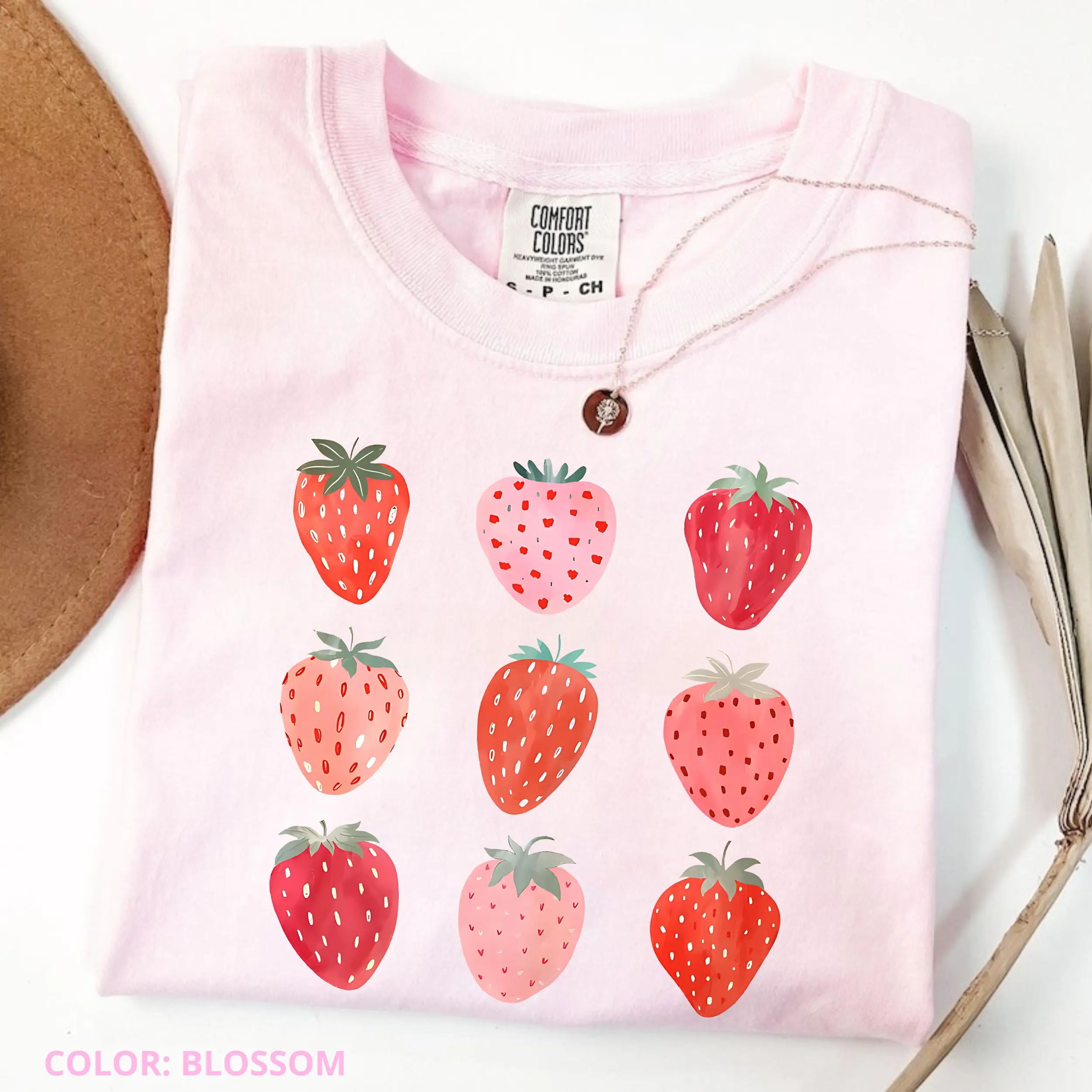 Comfort Colors Strawberry Cottagecore Shirt, Summer Berries Graphic Tee, Aesthetic Garden T-Shirt, Cute Strawberry Shirt, Gift for Garden Lovers