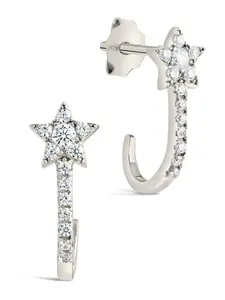 Sterling Silver CZ Star Jacket Earrings