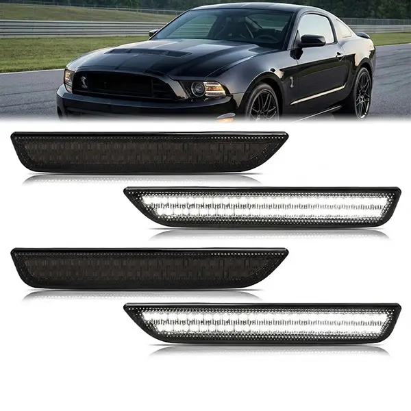 LED Pure White Smoke Side Marker Lights, 4PCS for Ford Mustang 2010-2014
