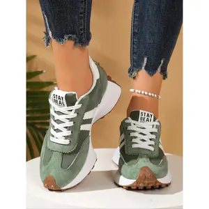 2026 Women's Fashion Thick Sole Sneakers, Breathable Walking Shoes with Textile Upper and Rubber Sole, Suitable for All Seasons, Trendy Walking Sneaker