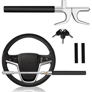 Steering Wheel Lock Anti-Theft Device,Car Steering Wheel Lock with Adjustable Features and Safety Hammer，Suitable for All Cars(Black)
