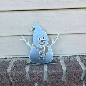 Christmas Snowman Metal Free Standing Decor - Festive Winter Wonderland Ornament for Home