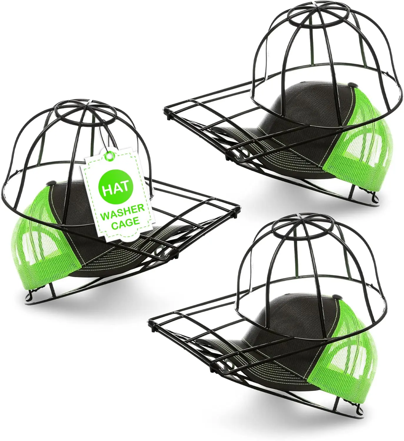 BallcapBuddy Original and Patented Hat Washer, Baseball Cap Washer 3 Pack | Black — Made in USA