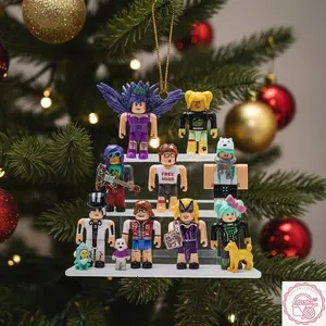 Personalized Roblox Game Ornament, Kids Family Roblox Christmas Gift Acrylic Ornament Temp, Christmas Tree Decoration, Decor Home, 2D Flat