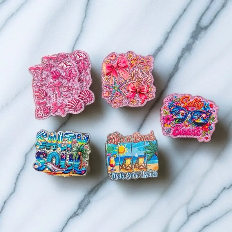 Mystery Acrylic Keychain Bundle | 40 Randomly Selected Pieces from Glitter, Pastel, and Custom Styles