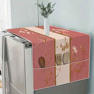 1 piece of flower digital printing pattern universal refrigerator cover for all seasons, refrigerator cover with storage bag can solve storage problems, suitable for refrigerators and washing machines