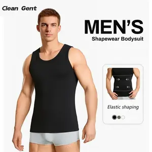 Clean Gent Men's Silky Soft Compression Shaping Vest, Slim Shaping Vest with Waist and Chest Support, Elastic, Breathable, Comfortable Muscle Vest, Men's Daily Comfortable Wear, Sports Fitness Vest