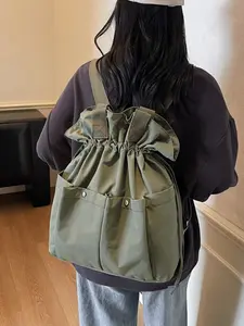 2026 New Casual Multifunctional Nylon Backpack, Folded Cloud Drawstring Bag, Lightweight Shoulder Crossbody Bag, Multiple Wearing Styles