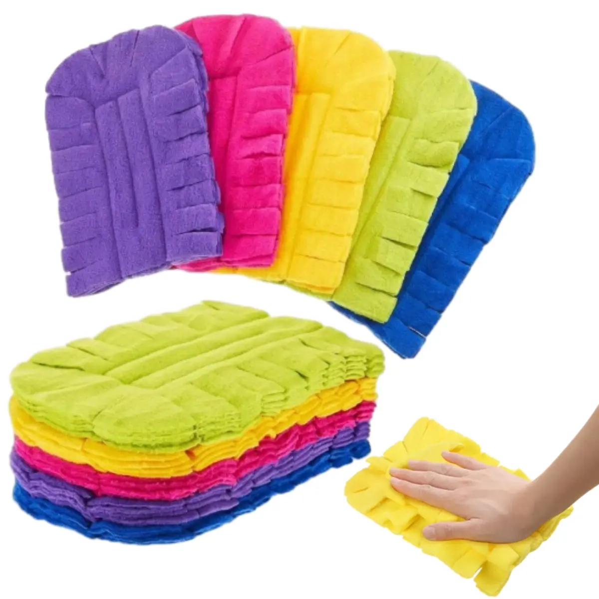 A Set of 12 Pcs Reusable Fleece Duster Refills (Handle not included),Feather Flat Dusters,Multi Surface Washable Cleaning Pads Tools for Home,Blinds,Car,Pet,Furniture,Fans,Father's Day Gift,Hand Tools Kits