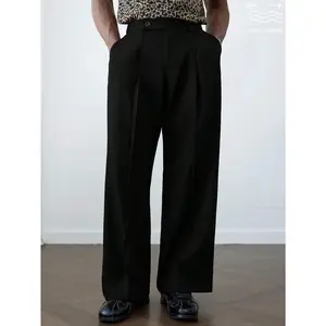 Men's Old Money Black Loose Relaxed Fit Wide Leg Casual Pants,Wrinkle-Resistant Fabrics Quickly Regain Their Smoothness After Wearing Or Washing