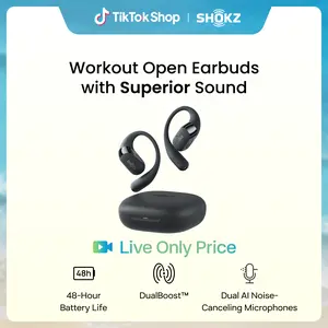 【Live only】SHOKZ OpenFit 2 Open-Ear Headphones with True Wireless Bluetooth, Microphone, 48 Hours of Playtime, Fast Charging, IP55 Water-Resistant
