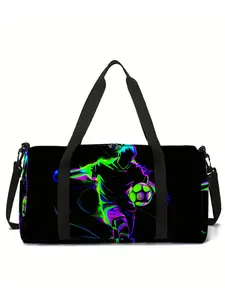 Iridescent Football Pattern Large-Capacity Sports Duffel Bag, Portable Handheld Storage Bag