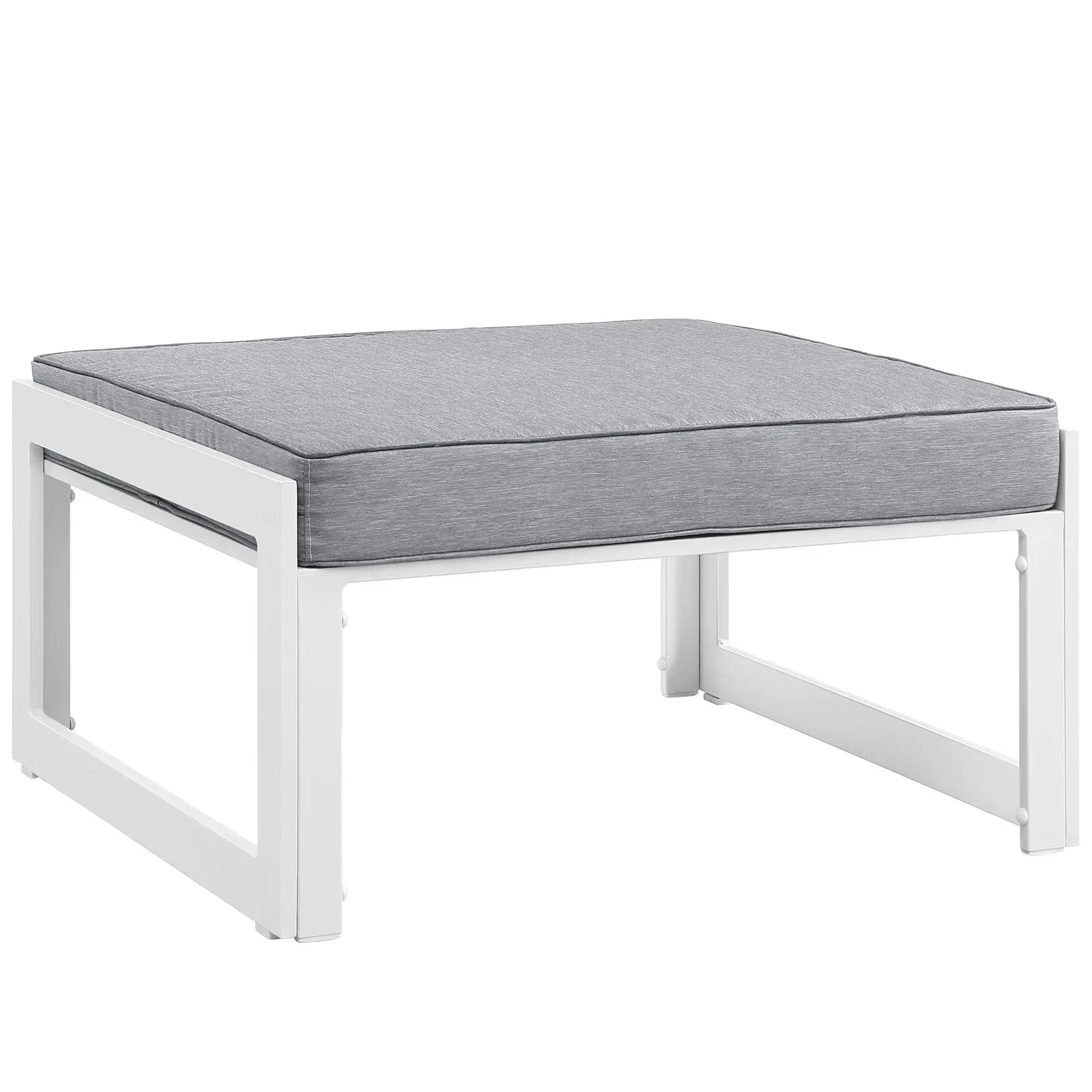 Modway Fortuna White-Gray Outdoor Patio Ottoman, Footrest Stool, Foot Rest Stool