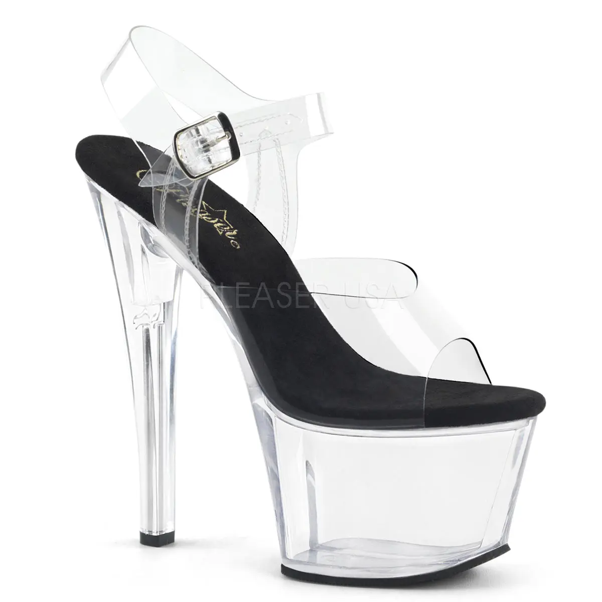 7 Inch Heel SKY-308 Clear Black Clear
