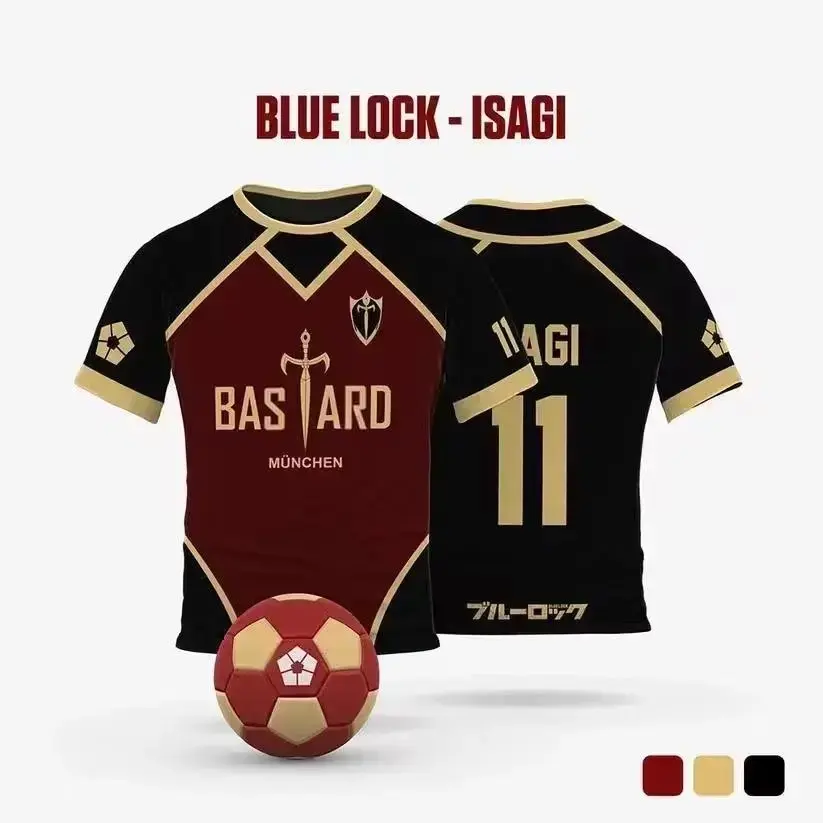 Blue Lock Yoichi Isagi Cosplay Soccer Jersey Bastard Munchen Anime T-Shirt Athletic Activewear Short Sleeve Premium Breathable Polyester Perfect Gift for Manga Fans Kids Teens Adults