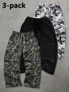 Printed Sweatpants Set, Casual Street Style, Gym Pants, Unisex, Outdoor Wear, Perfect for Parties and Outings, Spring & Fall