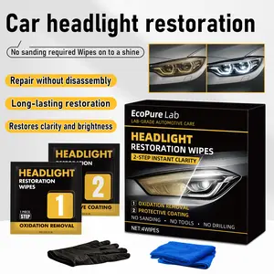 EcoPure Lab 3 Car Headlight Restoration Wipes – Repair Oxidized, Yellowed, and Cloudy Headlights, Enhance Crystal Coating Protection, Restore Headlight Clarity