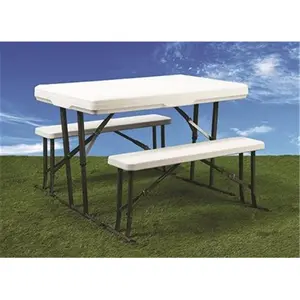 Faulkner 69863 Folding White Picnic Table & Nesting Benches