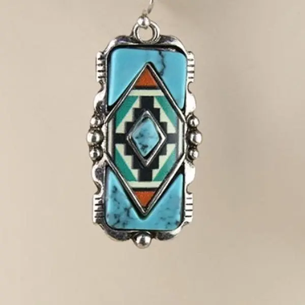 Western Aztec Print Bar Dangle Earrings