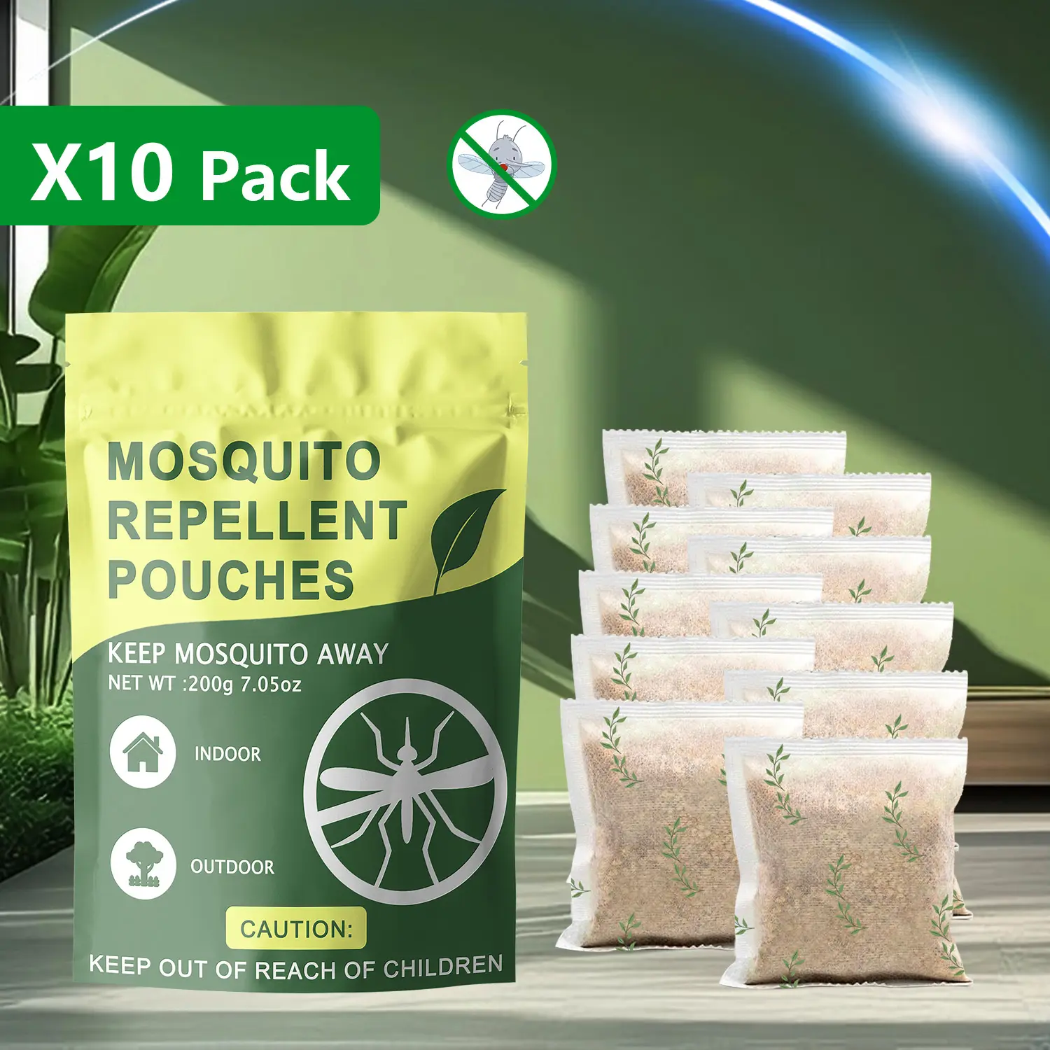 Natural Peppermint Oil Mosquito Repellent Pouches, Lemongrass Plant-Based Bug Deterrent Sachets 10 Count, Kid & Pet Safe Pest Control for Indoor Home Camping Outdoor, Repels Mosquitoes Flies Gnats