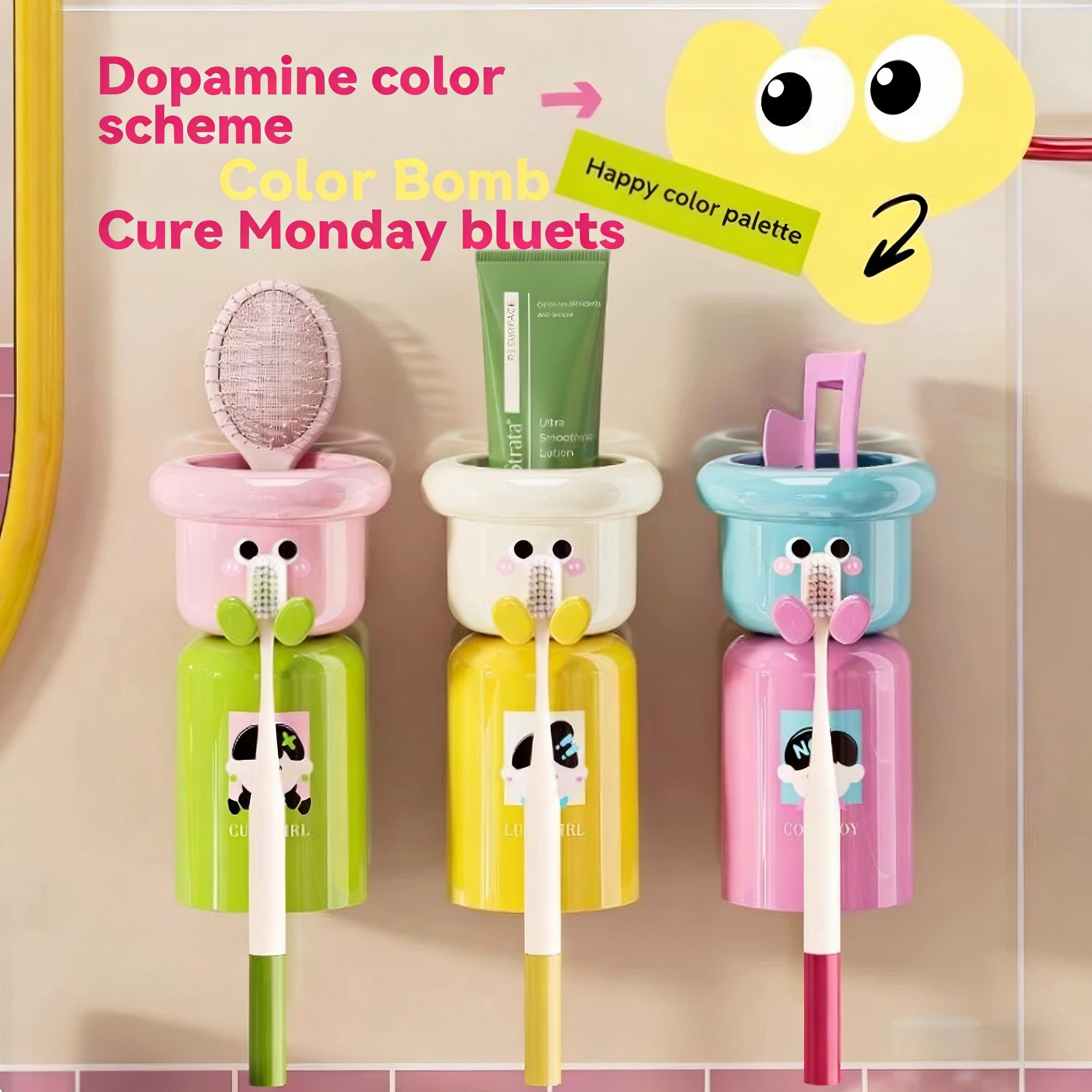 Toothbrush Holder — Featuring Magnetic,Inverted Rinse Cups | No-Drill,Wall-Mounted Bathroom Organizer for Toiletries | An Essential Storage Solution for Homes & Dorms | The Perfect Back-to-School Gift