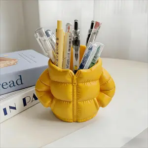 Creative Down Jacket Pen Holder, Multi-Purpose Desktop Organizer, Pencil Storage Box, Ideal for Stationery, Makeup Brushes, Office Decor