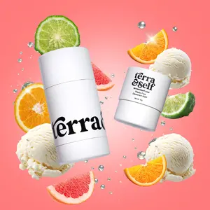 Terra & Self Refillable Natural Deodorant Case + 1 Refill - Peachy Pits Citrus and Vanilla Scent - Baking Soda Free - Aluminum Free - Gentle Odor Protection