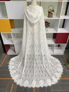 Elegant Lace Wedding Cape, White Floral Hooded Cape, Fairy Cape For Bride, Wedding Dress Cape, Soft Cape With Bandage, Bridal Gown Accessories Womenswear Original