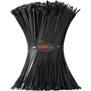 VEVOR 1000 Pack Cable Zip Ties, 12-inch Heavy Duty Cable Wire Ties with 50LBS High Tensile Strength, Multi-Purpose Self-Locking Nylon Tie Wraps, Heat & Cold Resistant for Indoor and Outdoor Use