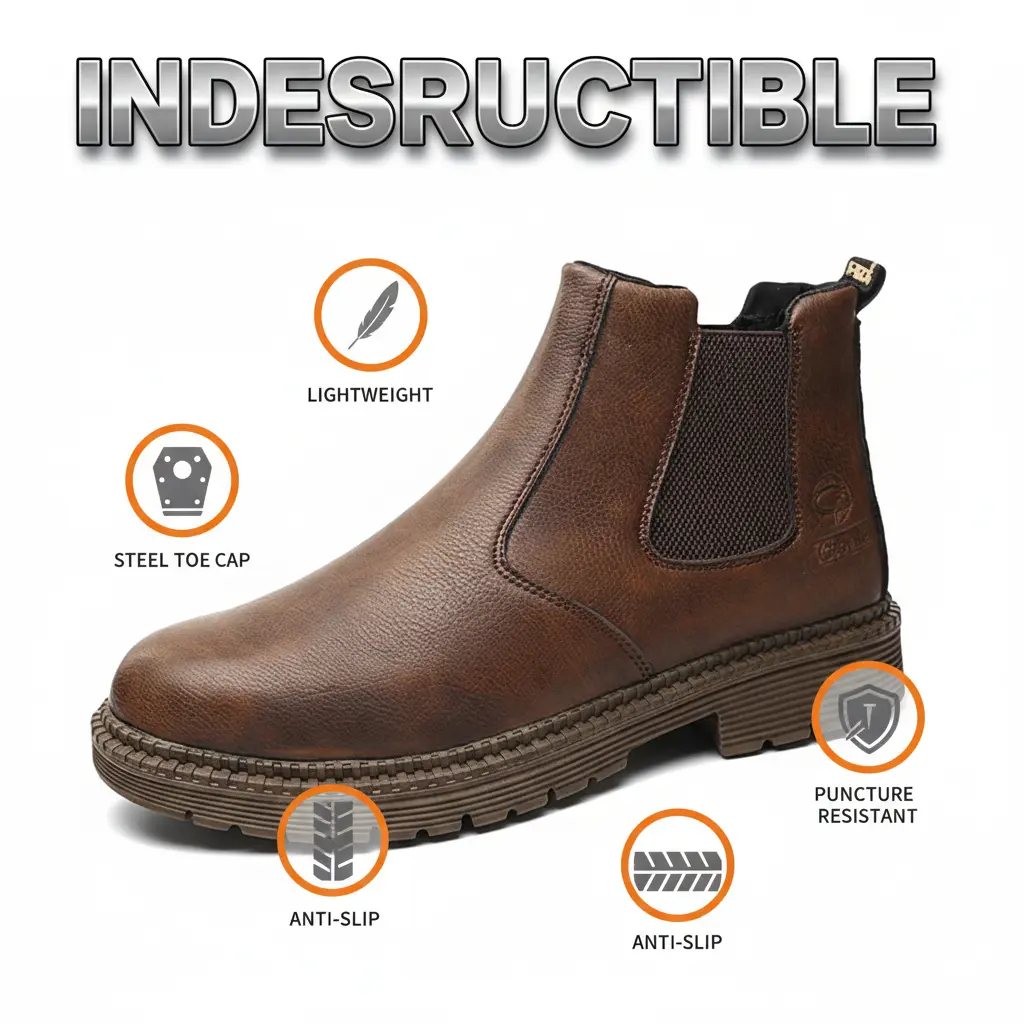 Unisex Slip-On Safety Shoe with Kevlar Midsole - Plain Round Toe Fabric, Breathable, Splash-Proof & Anti-Skid for Work