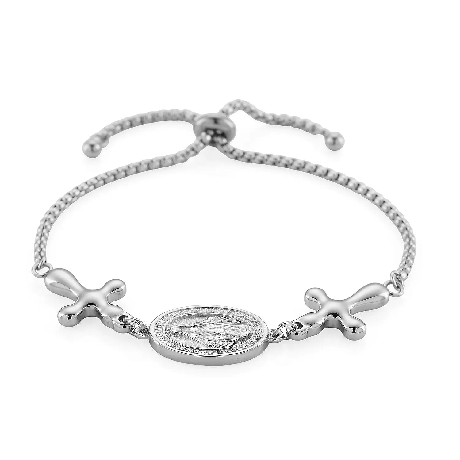Miraculous Medal Bracelet in Stainless Steel (6-9In)