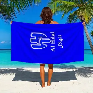 One Al Hilal Saudi Football Club logo beach towel - high-quality thick-fiber bath towel, summer beach blanket, suitable for swimming pools, camping, and travel