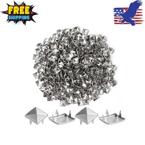 1000 Pieces 10mm Silver Studs for Clothing Four-jaw Square Spikes