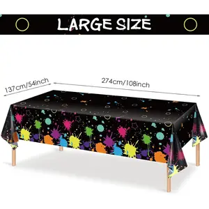 Glow Party Table Covers Neon Plastic Tablecloths 108 x 54 Inch Disposable Neon Glow Table Cloths for Black Light Birthday Party Supplies Decorations(3 Pieces) Ornaments