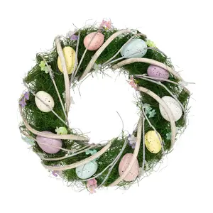 Northlight Eggs and Spring Flowers Easter Wreath - 15"