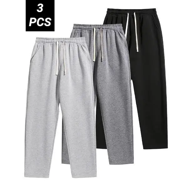 Men's 3-Pack Sweatpants - Grey & Black Elastic Waistband with Drawstring for Everyday Casual Wear Sports Bottoms work holiday party outfit pants men mens pants pants for men cargo pants for men pants para hombre work pants for men pantalones para el frio