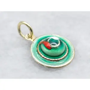 Sweet Vintage Enamel Sun Hat Charm