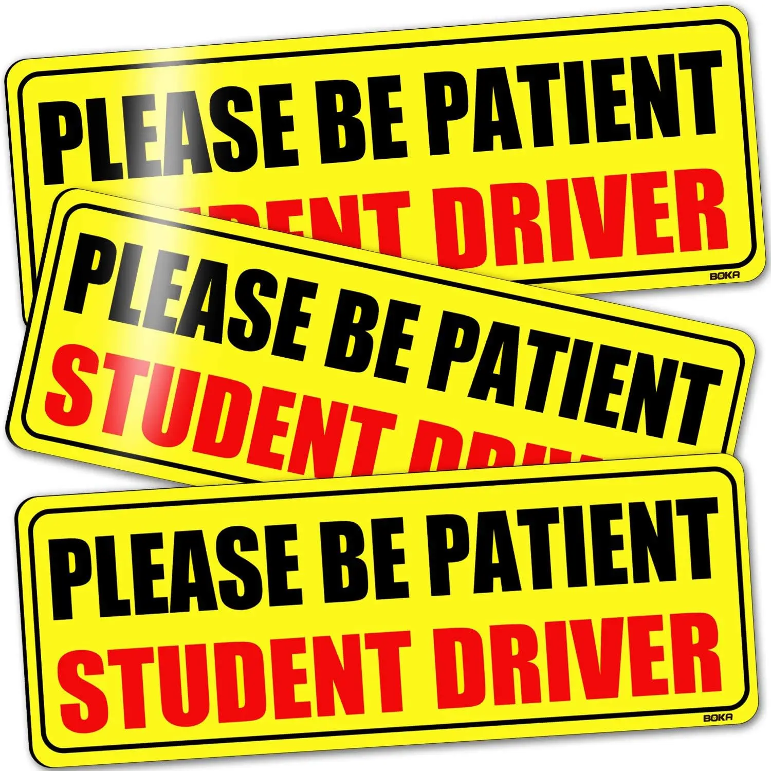 Student Driver for Car, Upgraded Please Be Patient New Driver Safety Signs, Teen Rookie Novice Driver Vehicle Bumper Sticker for Beginner, High Reflective, Red Font, Set of 3