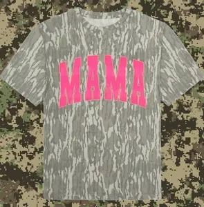 Mossy Oak Pink Mama Turkey Track Camo Tee | Bottomland Washed Out Shirt, Original Stretchy T-Shirt for Men Women, 3D Camo Style T-Shirt, Fanmade Design