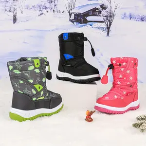 Youth Winter Snow Boots Lined for Warmth TPR Sole Hook and Loop Closure Available in Blue Purple and Red for Boys and Girls Winter Boots