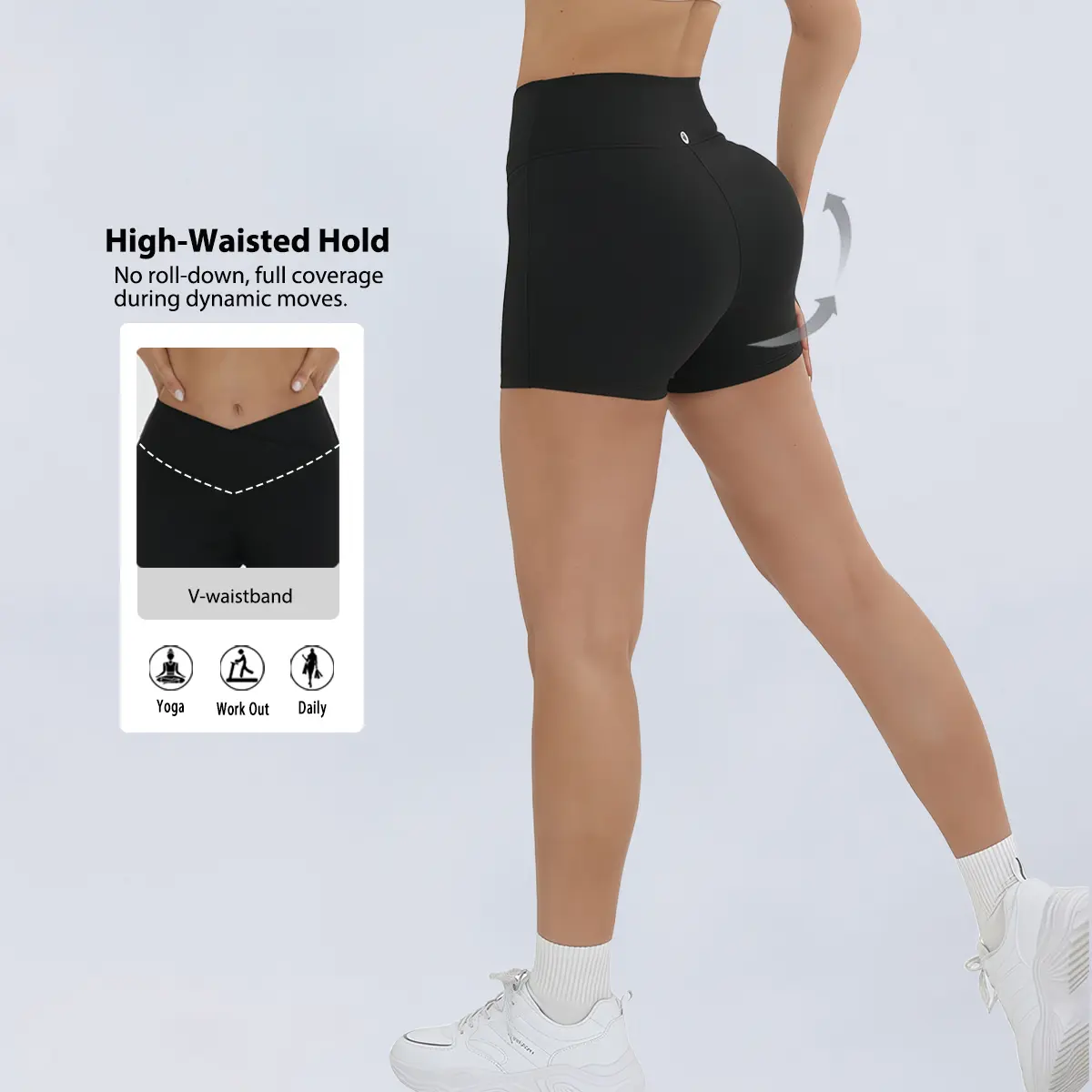Women's Seamless Spandex Blend Shaperwear Shorts - High V-Waisted, Hip Lift, Tight Slimming Yoga Base Pants
