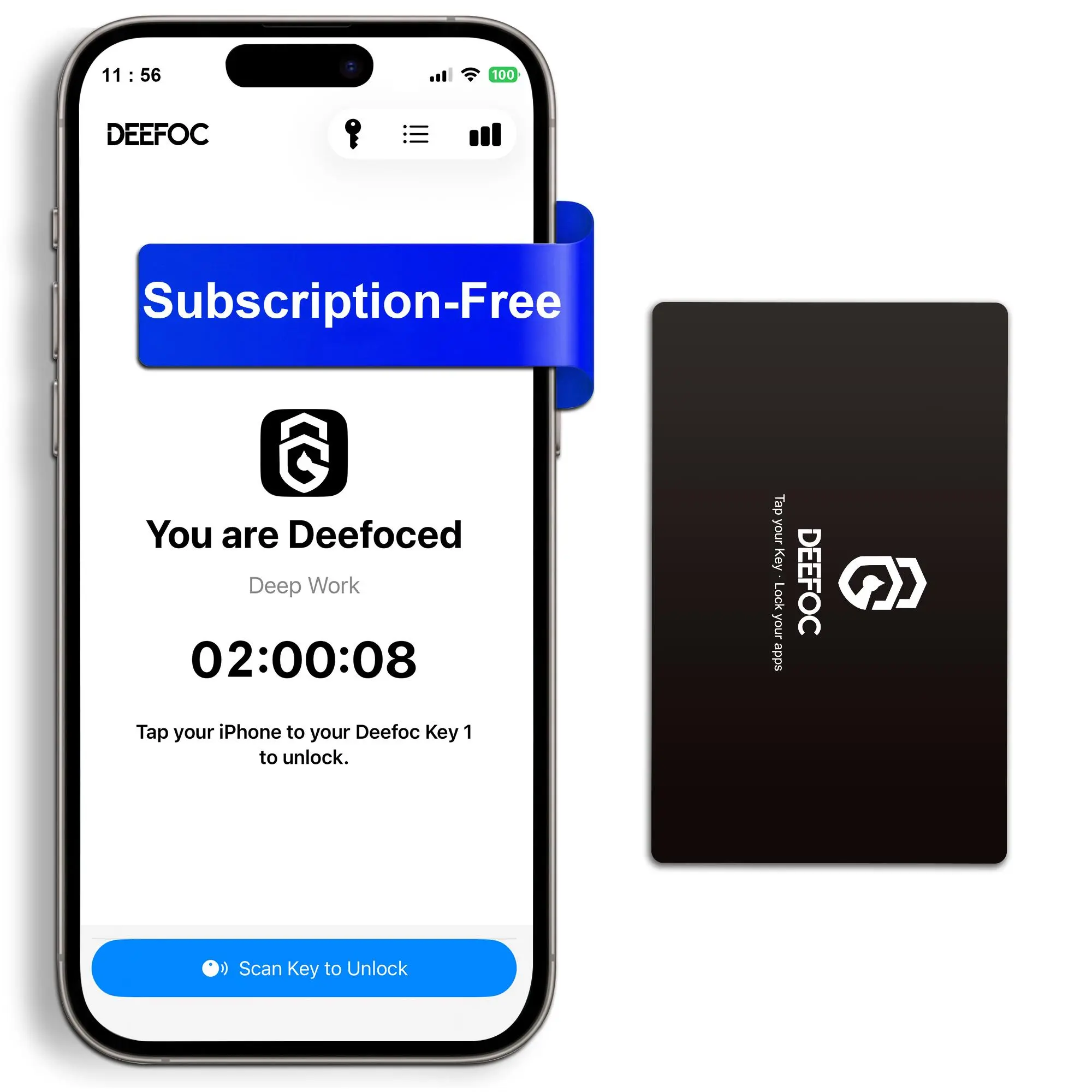 Deefoc Card Phone App Blocker, Phone App Access Blocker, Subscription-Free Phone Lock | Improve Focus & Reduce Screen Time – For Work, Study, Family Time & Productivity,Only for iPhone iOS 16 and up Digital Sim