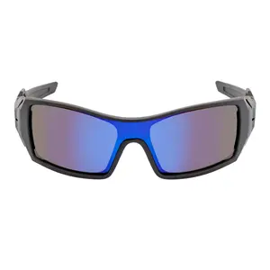 FUEL - Modern Sports Wraparound Single Lens Sunglasses Matte Black Blue Mirror