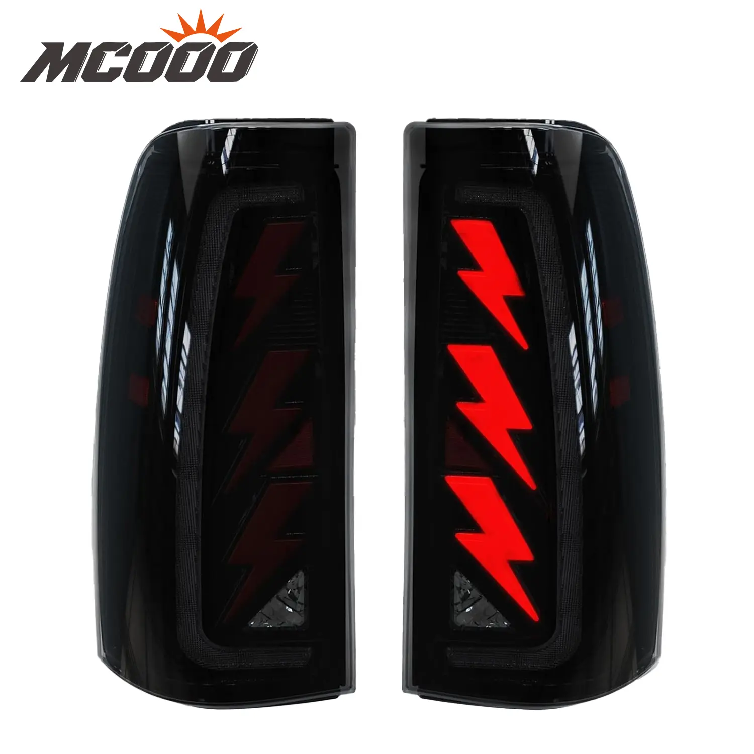 2003-2006 Chevy Silverado Sequential LED Tail Lights | Smoked | Lightning Shape | Start-Up Animation & Dynamic Turn Signal