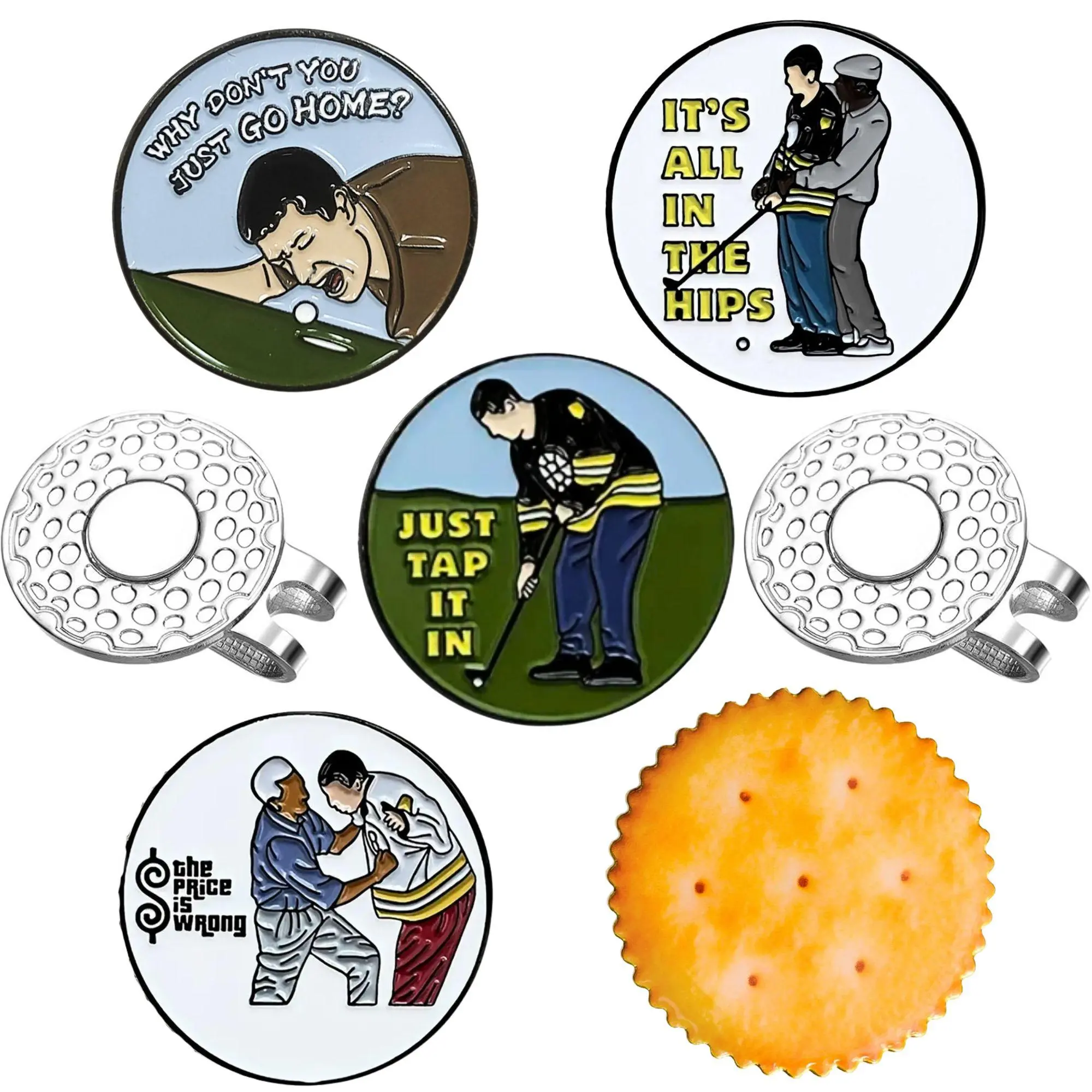 Funny Golf Ball Marker with Magnetic Hat Clip Set, 5 Counts/set Golf Gift Accessory Golf Accessories Golf Gift for Men Golfers Dad Boyfriend Husband Birthday Retirement Fathers Day