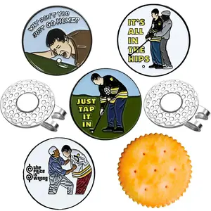 Funny Golf Ball Marker with Magnetic Hat Clip Set, 5 Counts/set Golf Accessories for Men Golfers Dad Boyfriend Husband Birthday Retirement Fathers Day