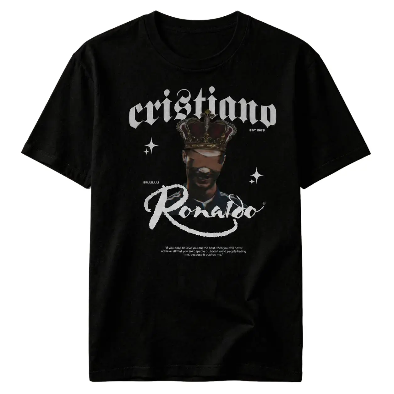 CR7 Crowned Soccer Legend Graphic T-Shirt, Unisex Football Fan Tee for Men Women, Sports Streetwear Gift Shirt
