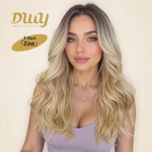 [CLEARANCE SALE] Zoe -DWY Lace Front T Part Long-Length Water Wavy Blonde Dyed Version Glueless Synthetic Christmas wigs for women 24 Inches